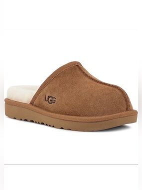 UGG Keegan Chestnut Suede Shearling Slide Slippers Big Kids Size 1 Cozy Comfort